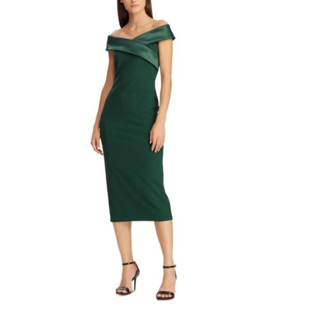 Ralph Lauren Silk Sleeveless Off Shoulder Cocktail